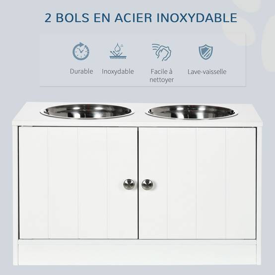 PANGIVO - Porte-gamelles surélevé bois blanc 60 x 30 x 35.5 cm - PANGIVO - Image 6