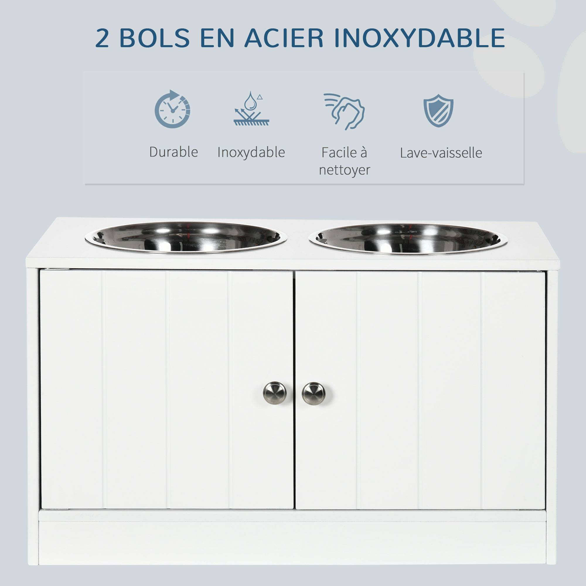 PANGIVO - Porte-gamelles surélevé bois blanc 60 x 30 x 35.5 cm - PANGIVO - Image 6