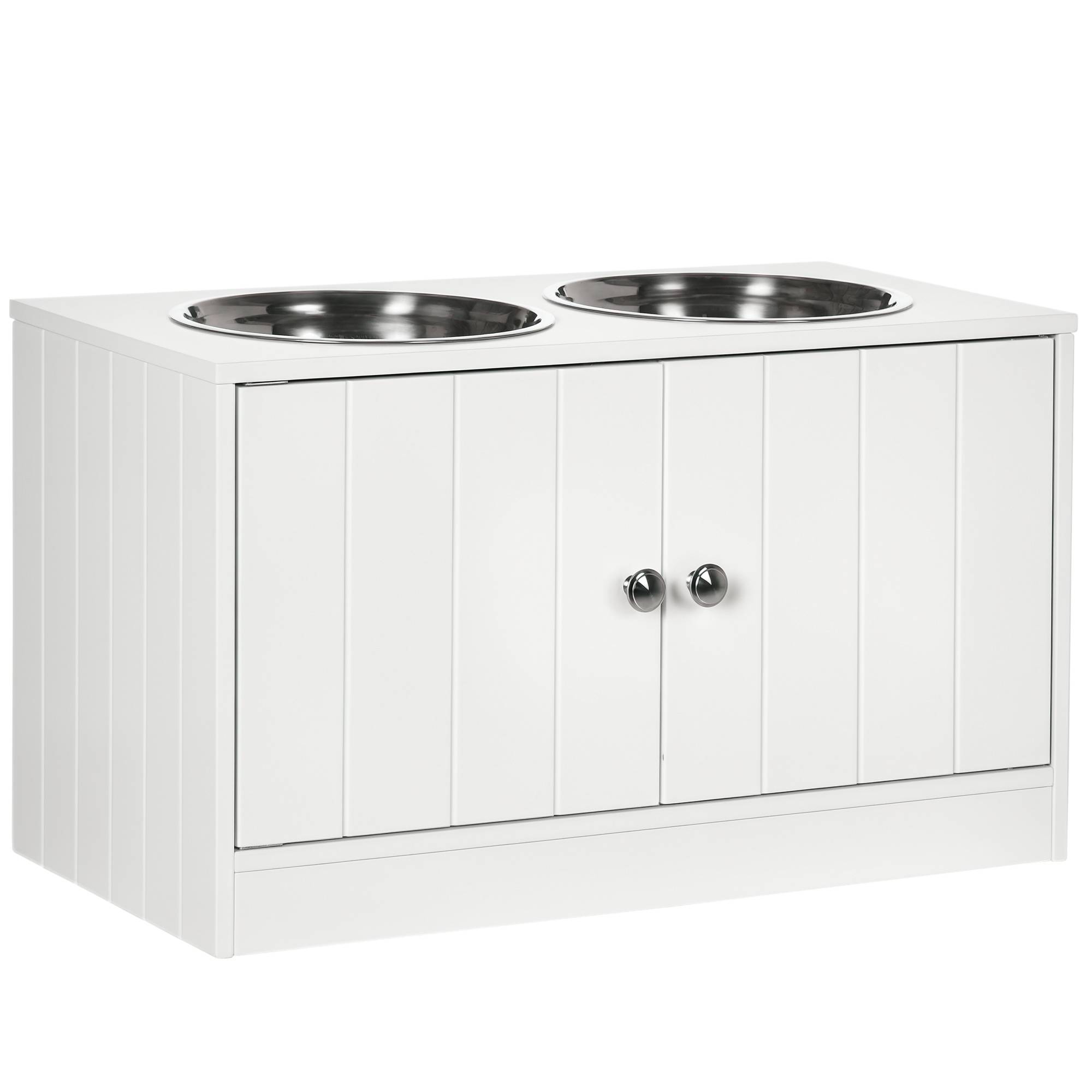 PANGIVO - Porte-gamelles surélevé bois blanc 60 x 30 x 35.5 cm - PANGIVO - Image 1