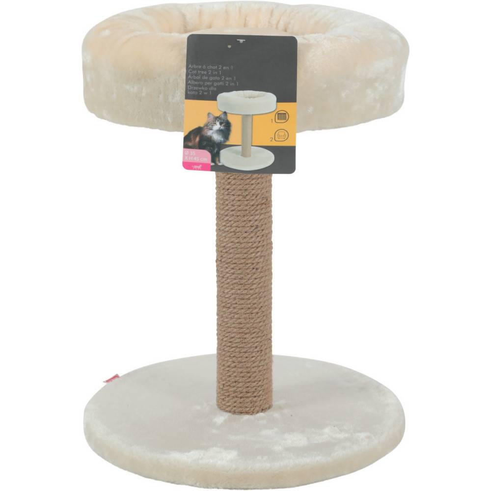 Arbre à chat 2 en 1, ø 35 cm x hauteur 45 cm, couleur beige, pour chats et chatons. - Imagen 3