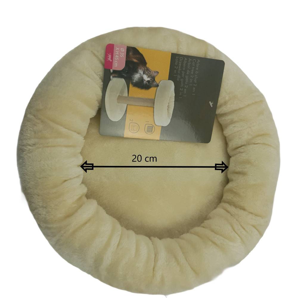 Arbre à chat 2 en 1, ø 35 cm x hauteur 45 cm, couleur beige, pour chats et chatons. - Image 2
