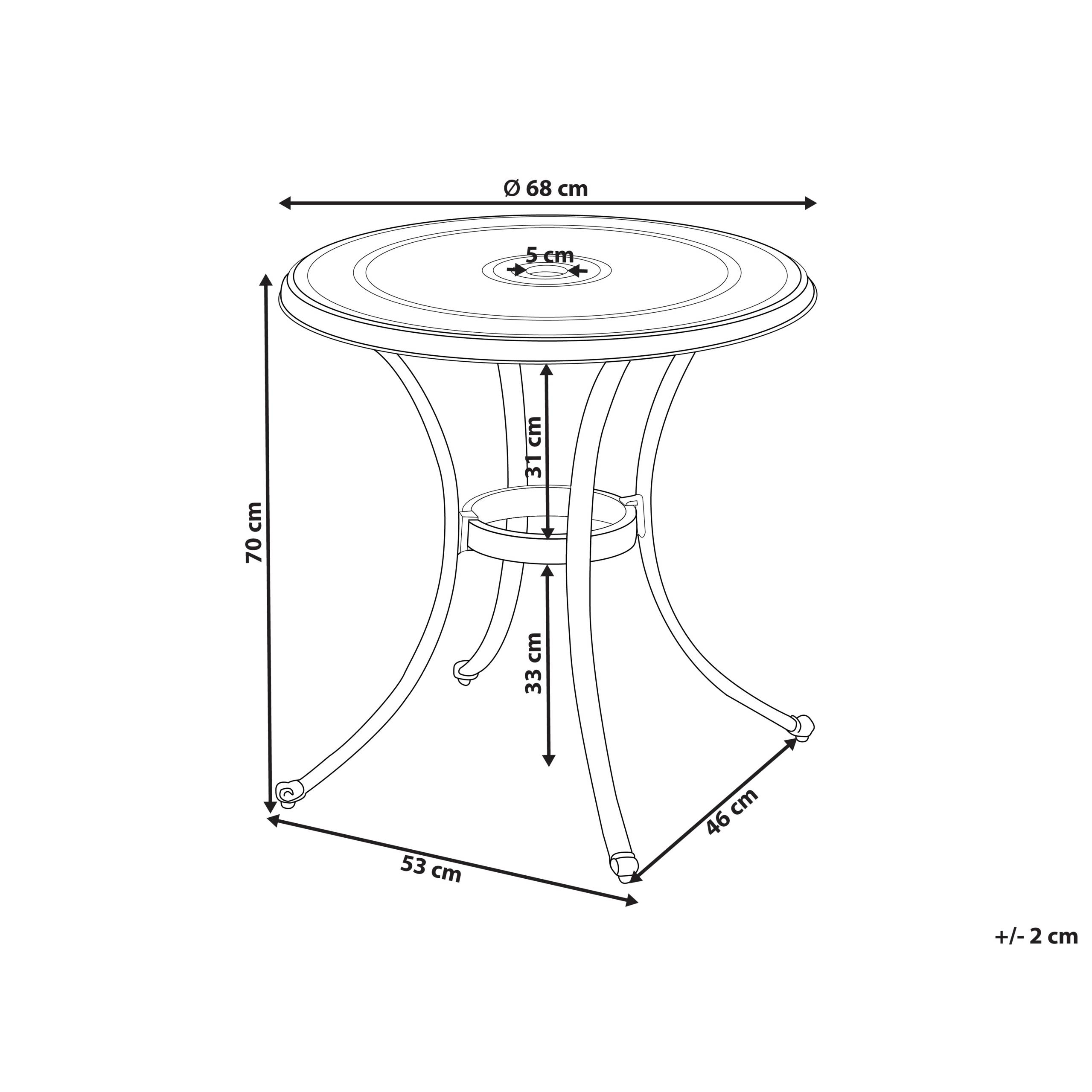 Beliani - Table bistrot Aluminium Marron ANDALO - Beliani - Imagen 3