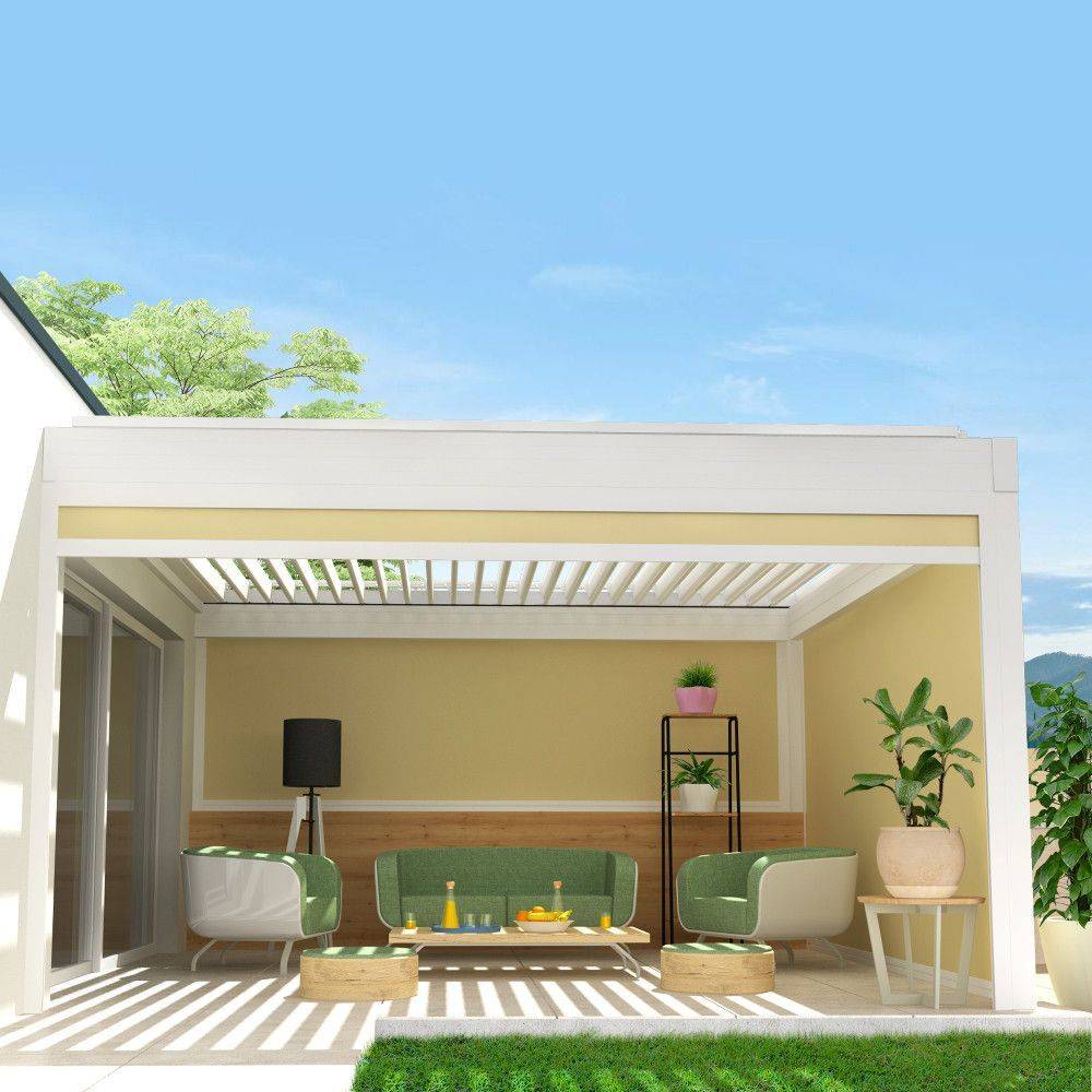 Intersun - Coffre à coulisses pour pergola SPINELLE 4,00x2,50 M (Motorisé à Télécommande - Blanc - Ecru) - INTERSUN - Imagen 1
