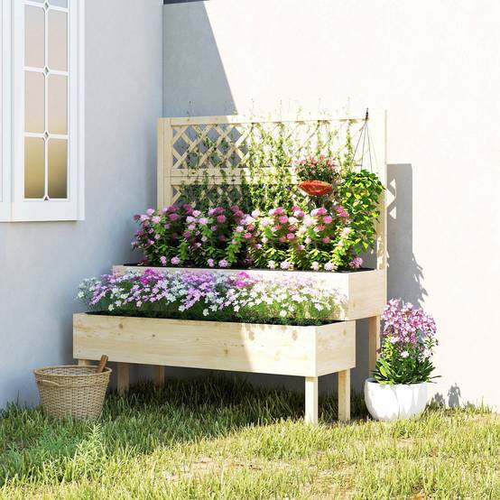 PANGIVO - Jardinière avec treillis bois de sapin naturel 108 x 62 x 120 cm - PANGIVO - Image 4