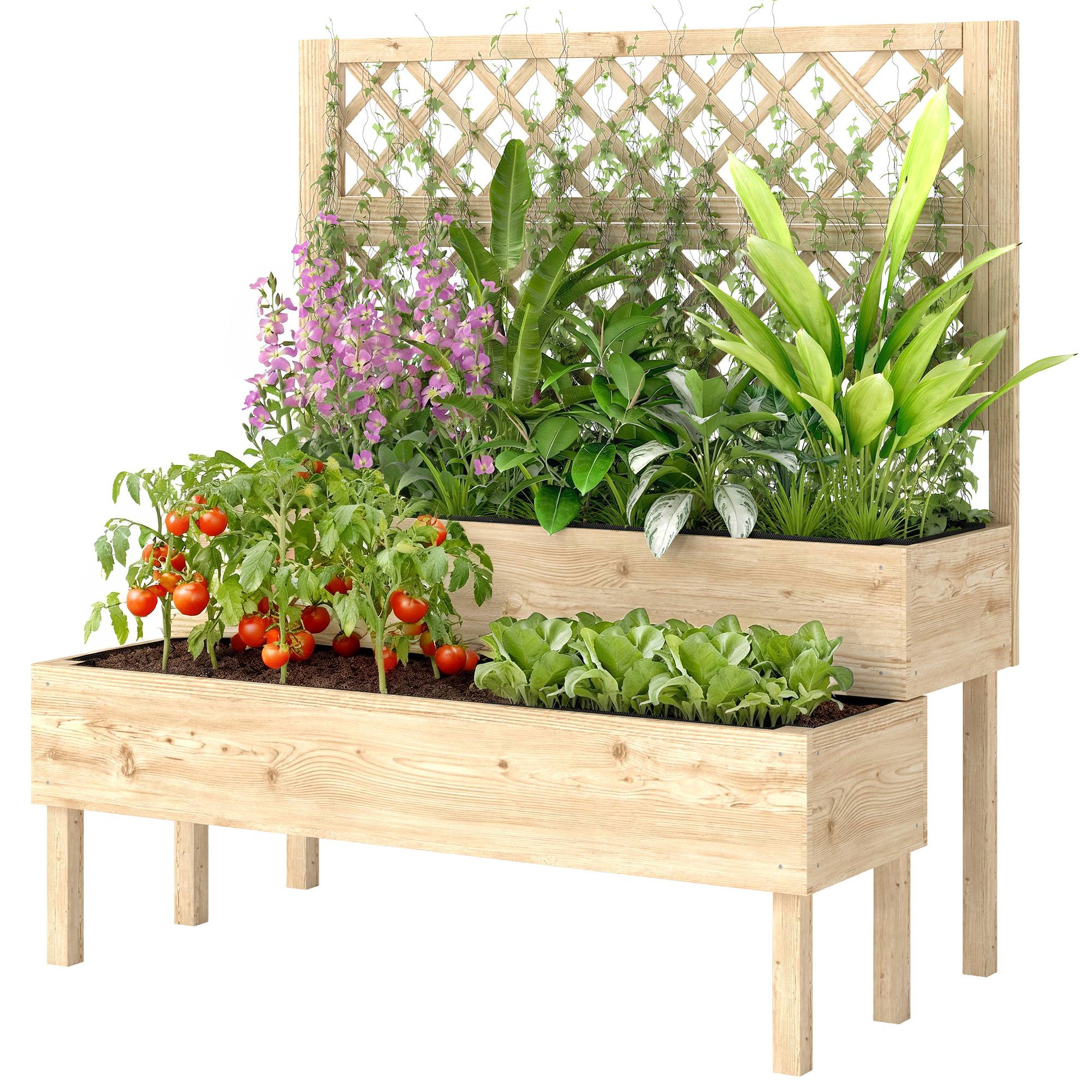 PANGIVO - Jardinière avec treillis bois de sapin naturel 108 x 62 x 120 cm - PANGIVO - Image 2