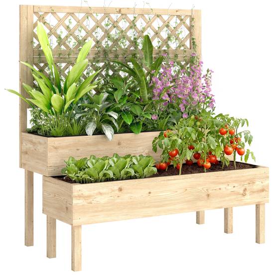 PANGIVO - Jardinière avec treillis bois de sapin naturel 108 x 62 x 120 cm - PANGIVO - Image 1