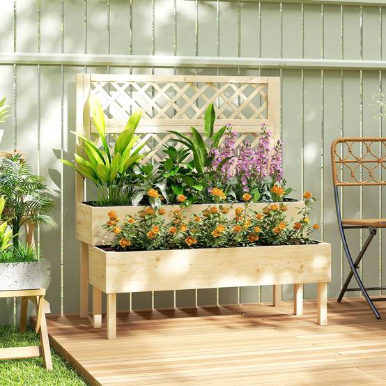 PANGIVO - Jardinière avec treillis bois de sapin naturel 108 x 62 x 120 cm - PANGIVO - Image 3