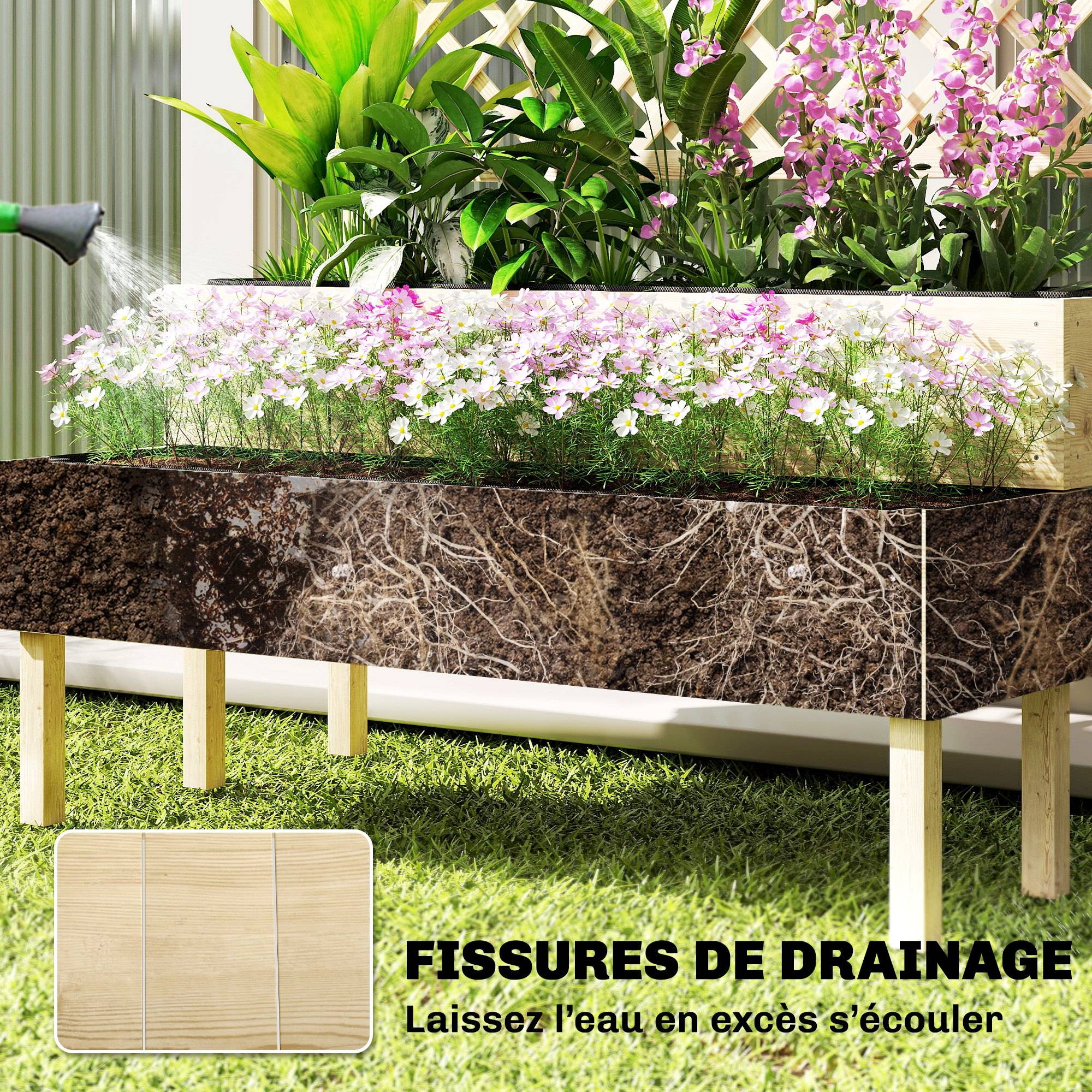 PANGIVO - Jardinière avec treillis bois de sapin naturel 108 x 62 x 120 cm - PANGIVO - Image 8