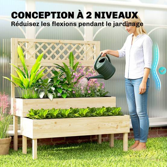 PANGIVO - Jardinière avec treillis bois de sapin naturel 108 x 62 x 120 cm - PANGIVO - Image 7