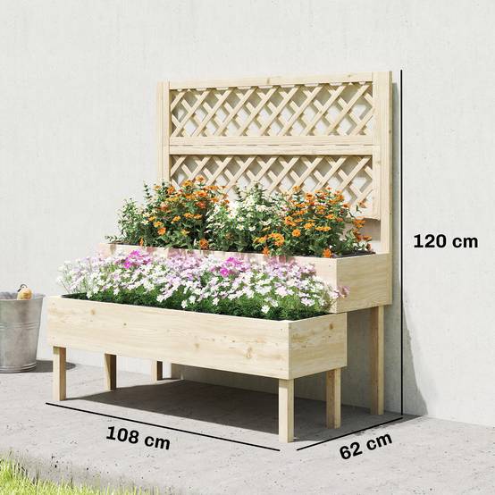 PANGIVO - Jardinière avec treillis bois de sapin naturel 108 x 62 x 120 cm - PANGIVO - Image 5