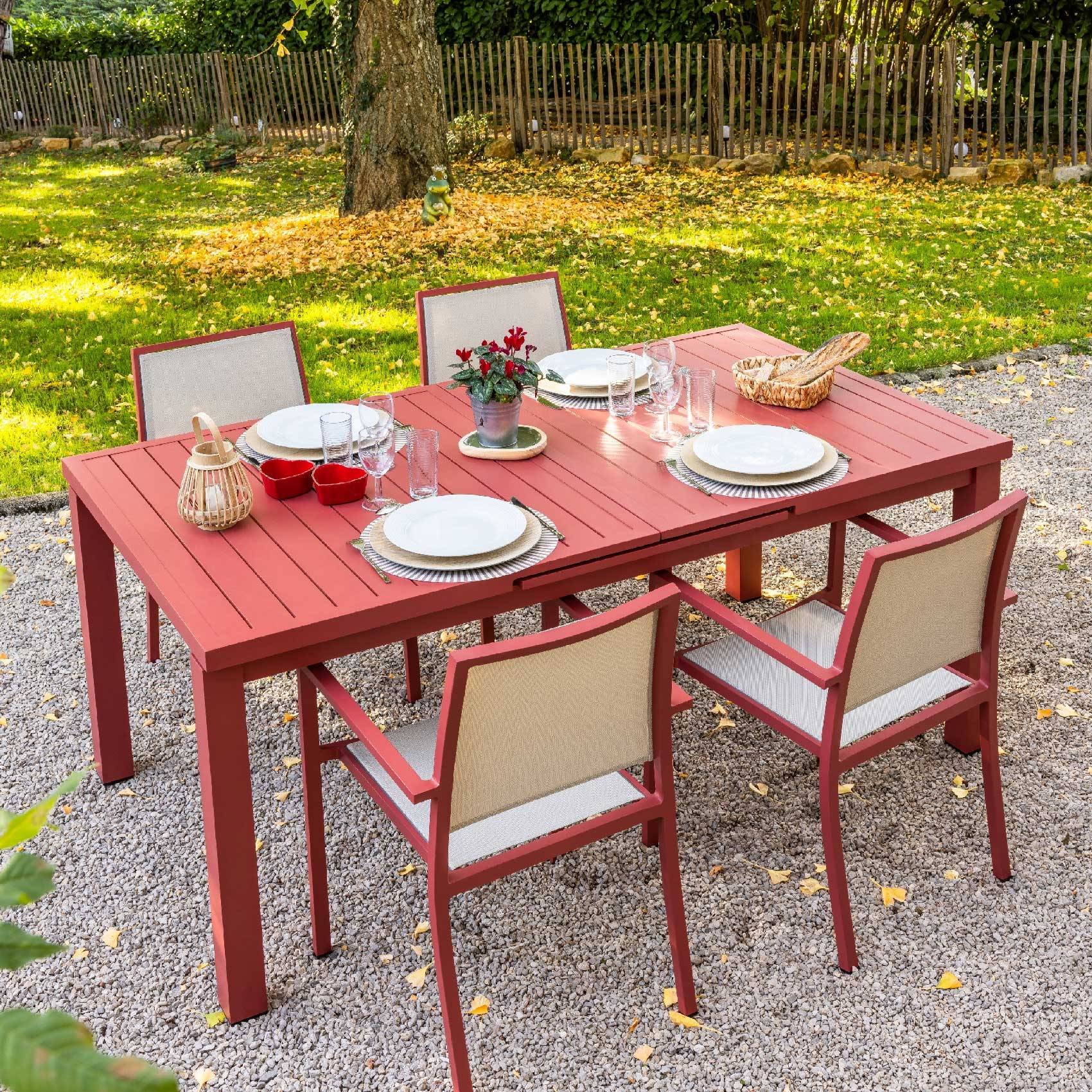Table de jardin extensible 8/10 personnes - JARDILINE - Aluminium - Terracotta