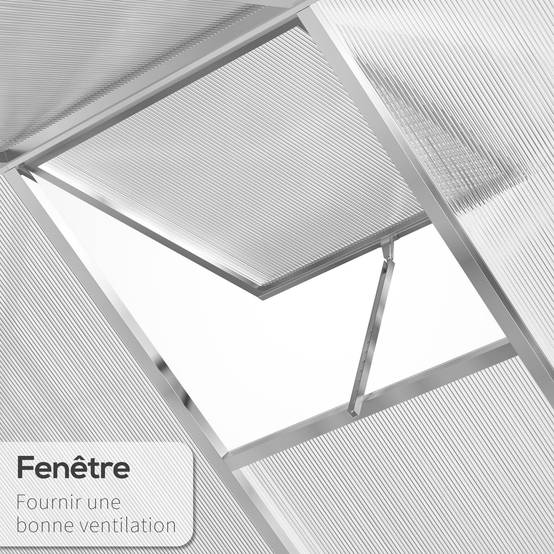 Serre de Jardin Aluminium 4,6m² Panneaux Polycarbonate alvéolé isolant et anti-UV 2,42x1,9m - ComfortXL Outdoor Living - Image 9
