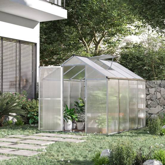 Serre de Jardin Aluminium 4,6m² Panneaux Polycarbonate alvéolé isolant et anti-UV 2,42x1,9m - ComfortXL Outdoor Living - Image 3