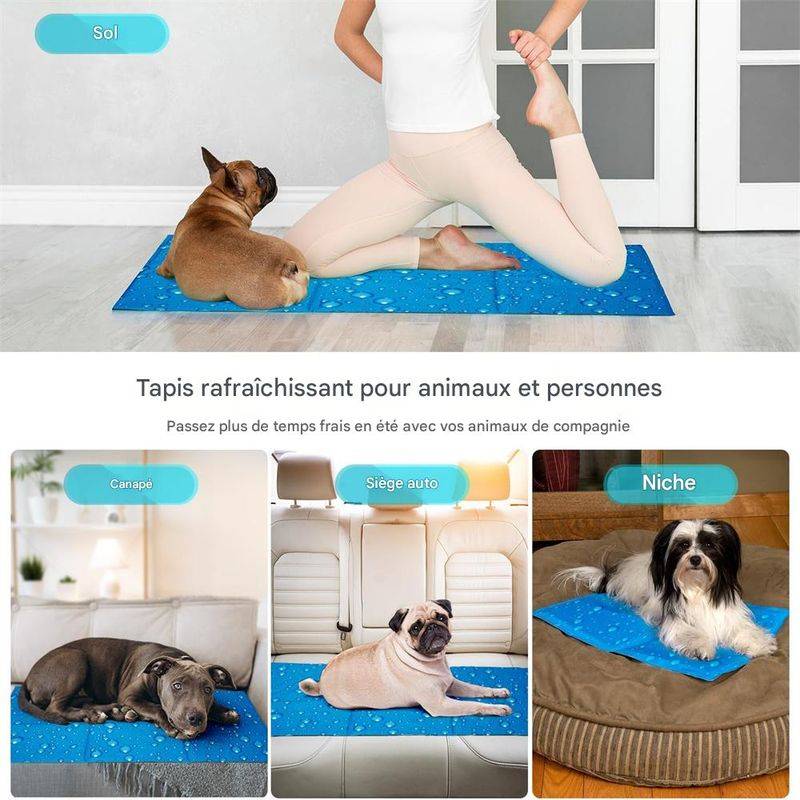 Tapis rafraichissant pour chien en chat - Deux tailles - Gel non toxique, résistant aux rayures, facile à nettoyer, pliable pour le rangement - Image 5