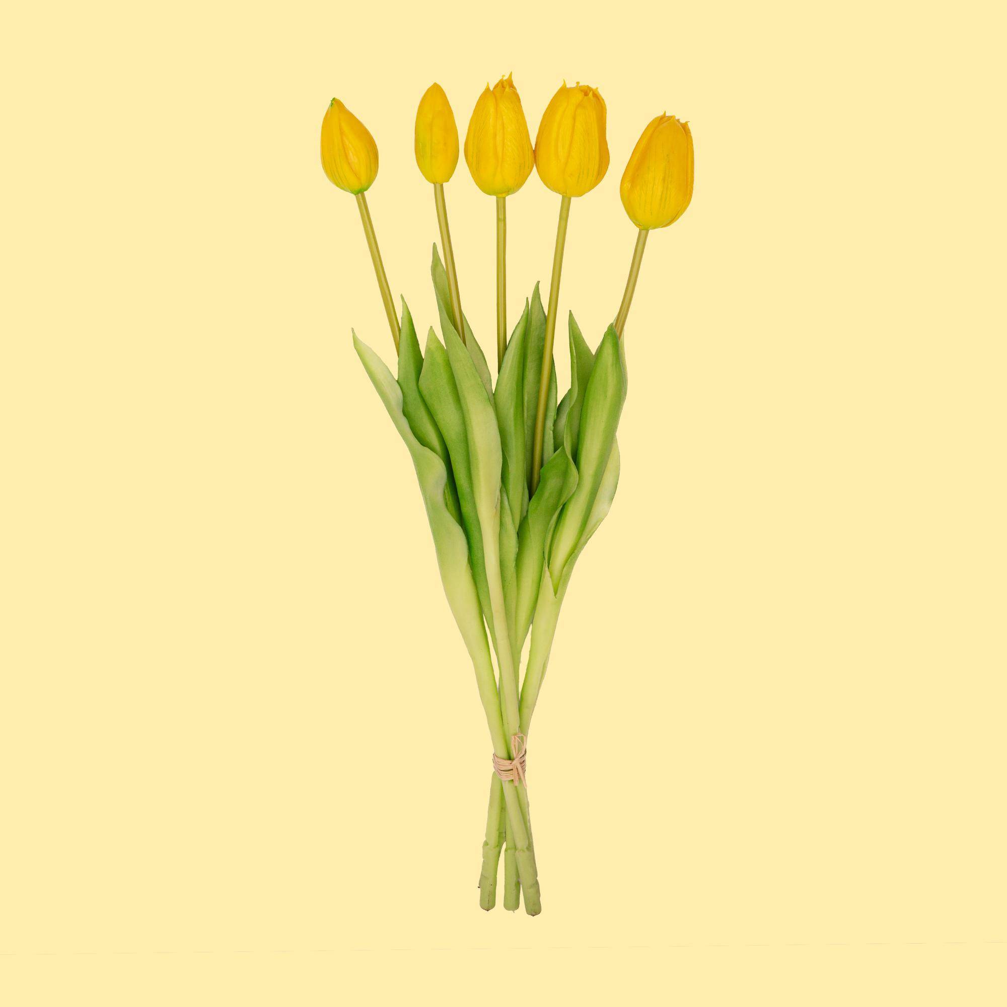 PANGIVO - Bouquet de tulipes artificielles plastique jaune 15 x 15 x 42 cm - PANGIVO - Image 1