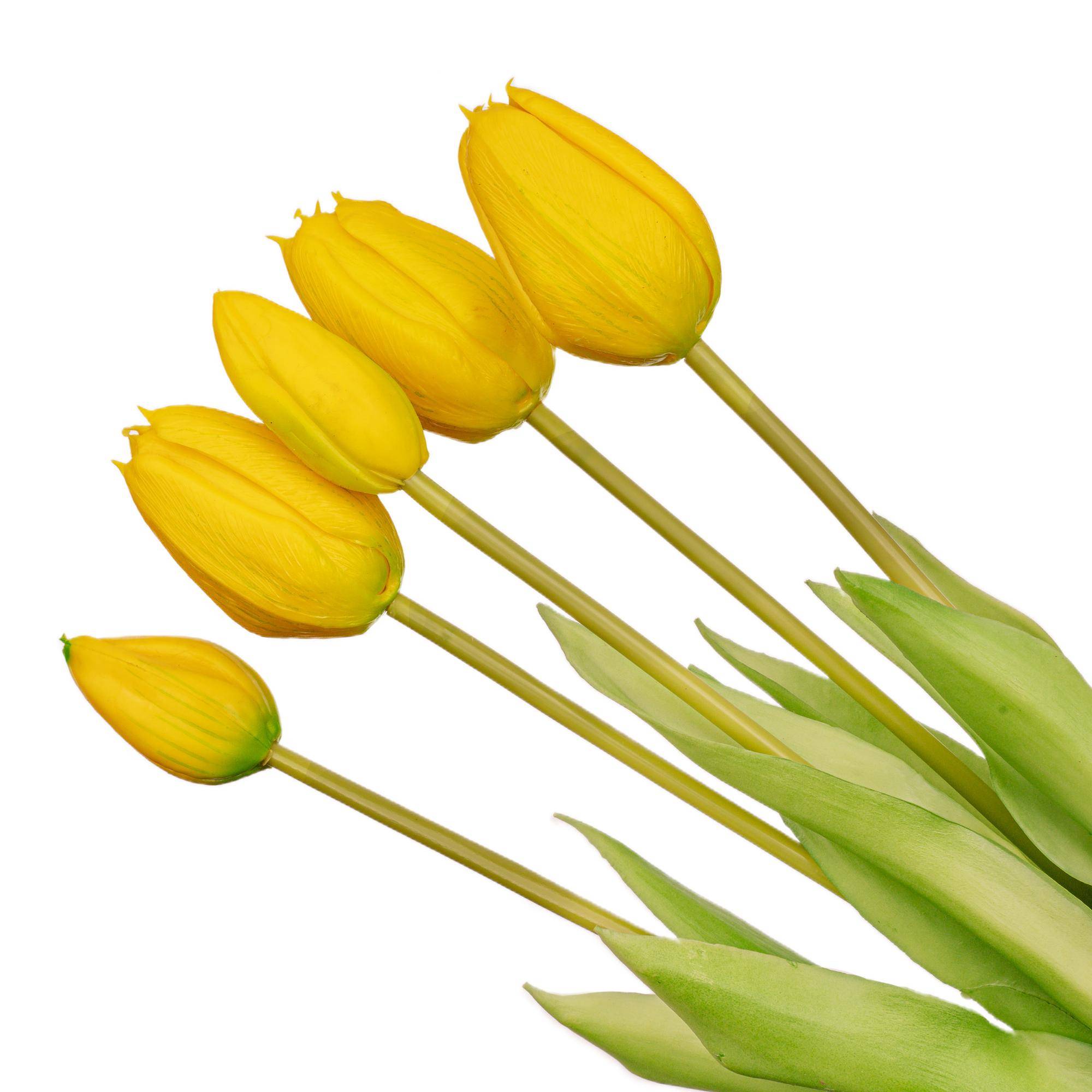 PANGIVO - Bouquet de tulipes artificielles plastique jaune 15 x 15 x 42 cm - PANGIVO - Image 2