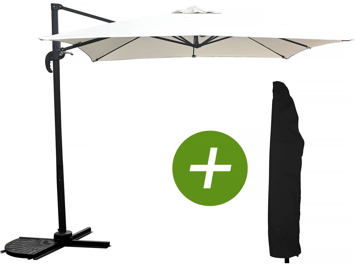 Parasol Jardin Déporté "soleil" - Carré - 2.5 X 2.5 M - Ecru + Housse De Protection -habitat Et Jardin - Imagen 1