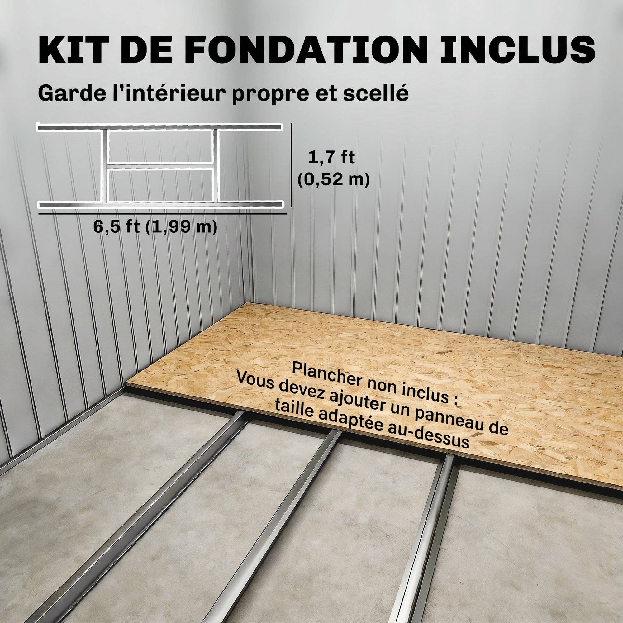 Abri de jardin 2,77 m² 213 x 130 x 172 cm kit de fondation porte coulissante ventilations acier galvanisé gris foncé - Image 7
