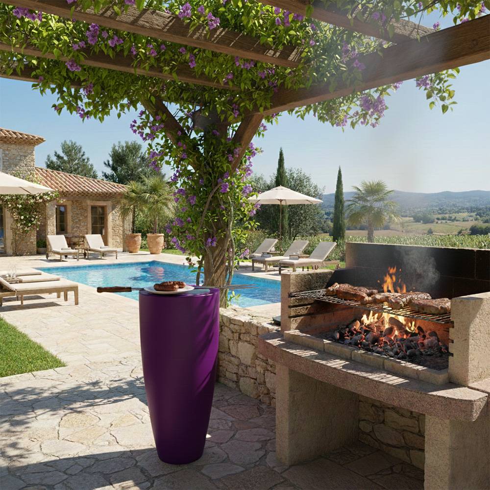 Pot conique 3-en-1 table inox : jardinière, mange-debout et bac à glaçons - plast'up rotomoulage - Imagen 2