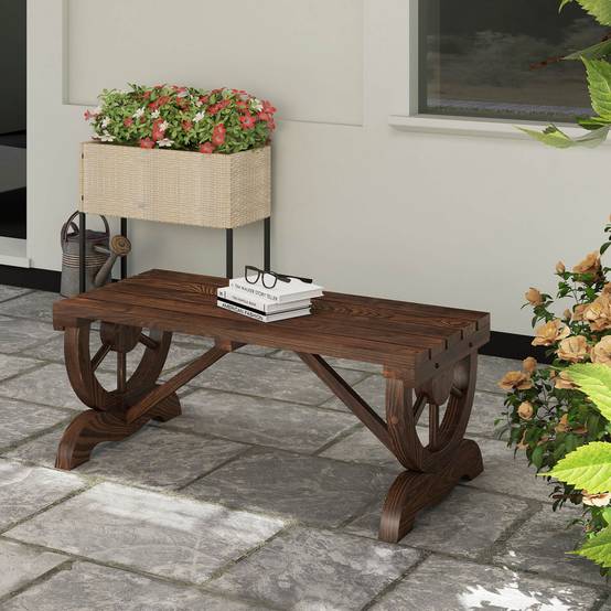 ComfortXL - Banc de jardin 2 places en sapin brun 98 x 50 x 39,5 cm sans dossier résistant aux intempéries facile à monter - Image 9