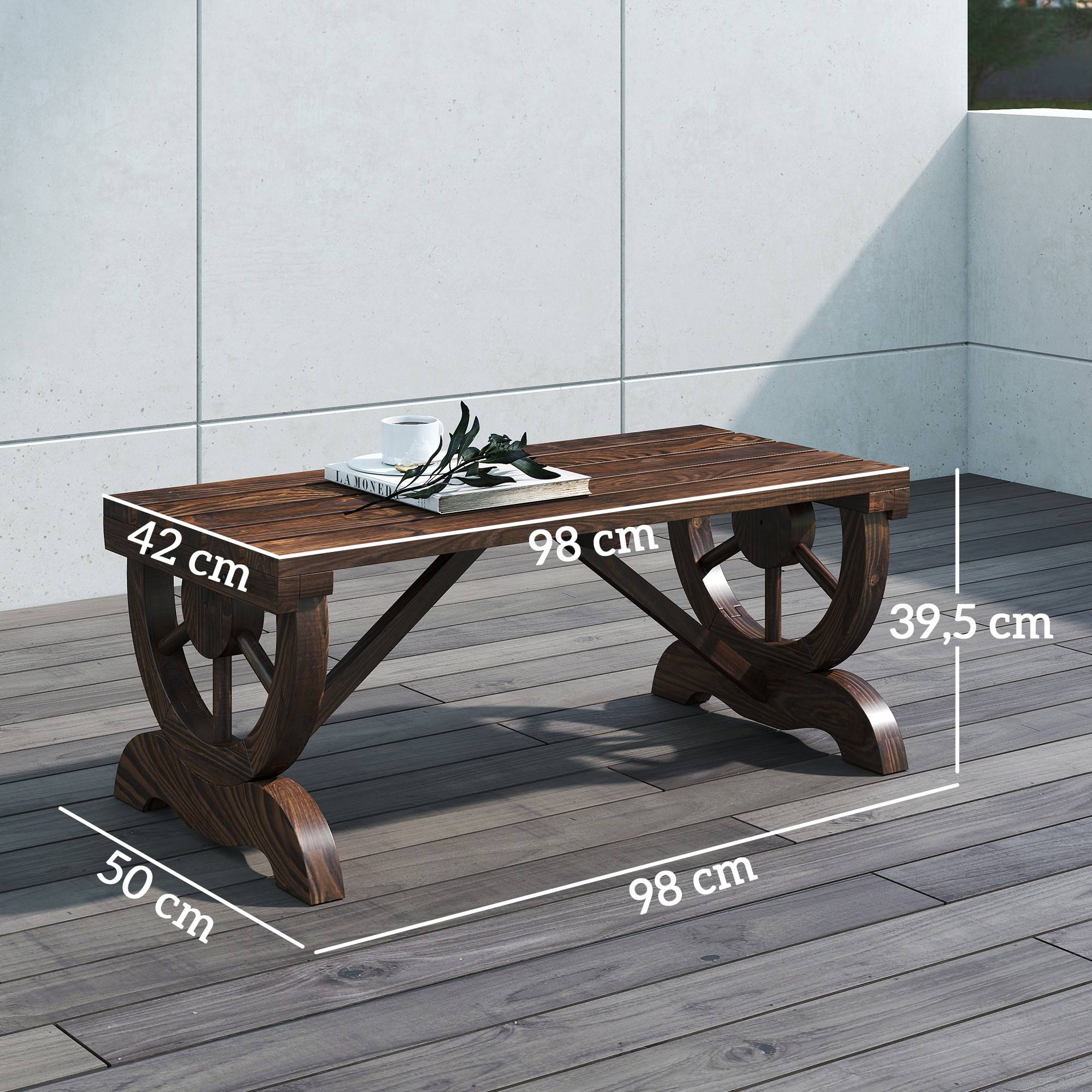 ComfortXL - Banc de jardin 2 places en sapin brun 98 x 50 x 39,5 cm sans dossier résistant aux intempéries facile à monter - Image 3
