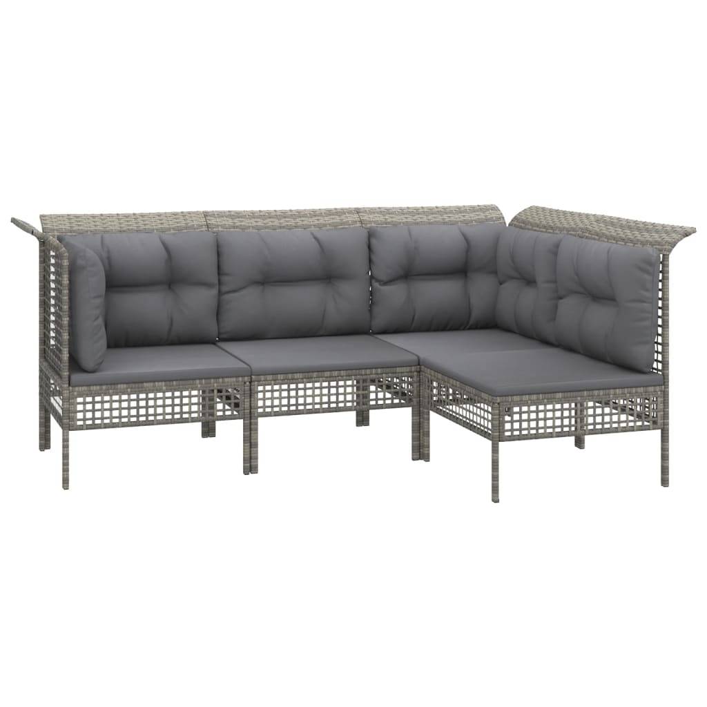 Helloshop26 - Salon de jardin meuble d'extérieur ensemble de mobilier 6 pièces avec coussins gris résine tressée - Imagen 2