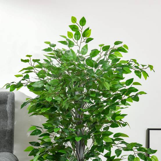 Ficus Artificiel Plastique Branches Modulables Décoration Intérieure Vert 135cm - ComfortXL Outdoor Living - Image 9