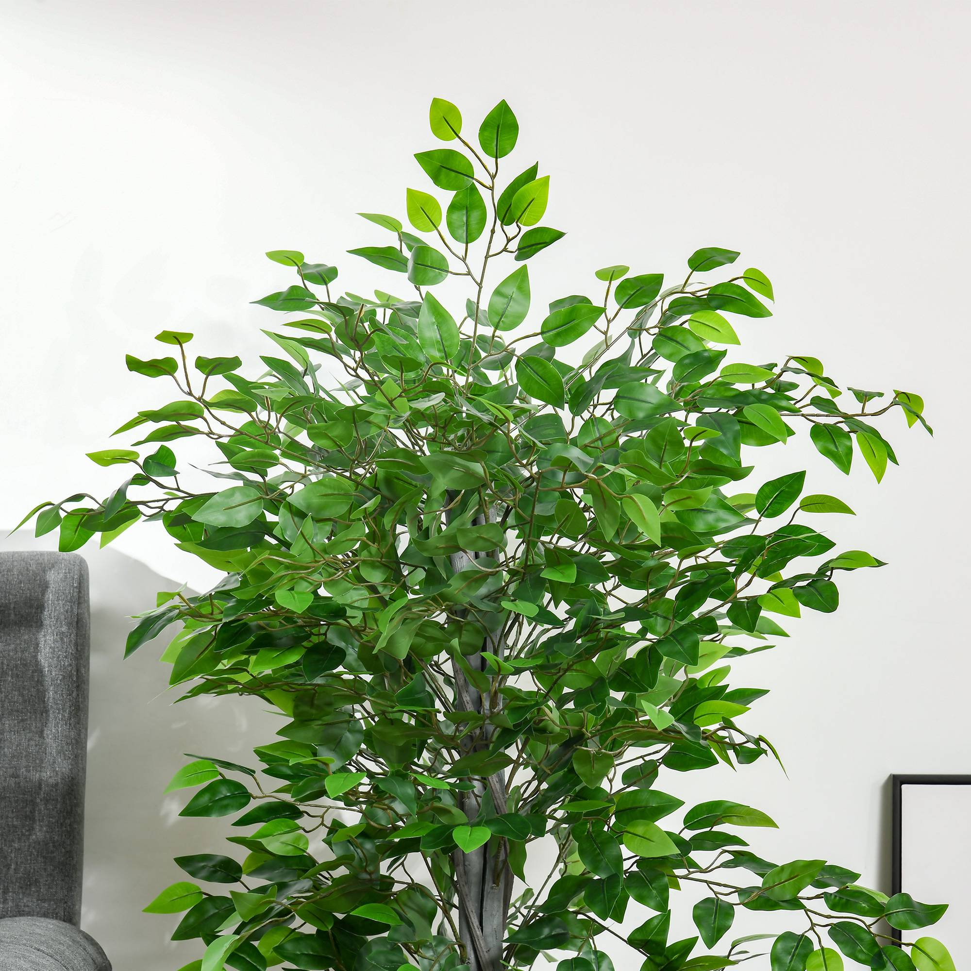 Ficus Artificiel Plastique Branches Modulables Décoration Intérieure Vert 135cm - ComfortXL Outdoor Living - Image 9