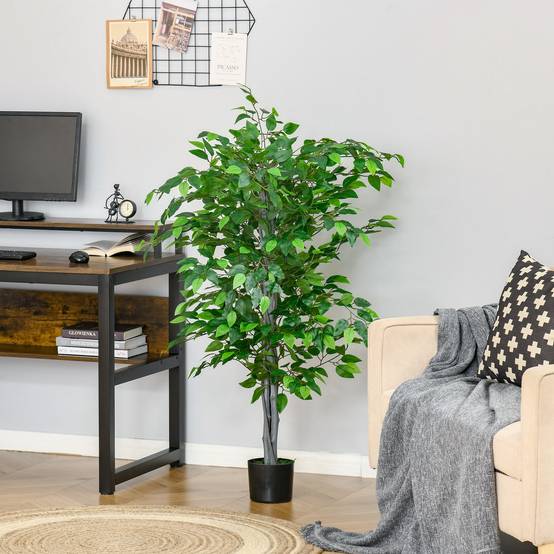 Ficus Artificiel Plastique Branches Modulables Décoration Intérieure Vert 135cm - ComfortXL Outdoor Living - Image 4