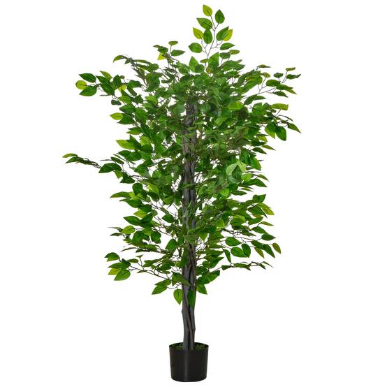 Ficus Artificiel Plastique Branches Modulables Décoration Intérieure Vert 135cm - ComfortXL Outdoor Living - Image 1