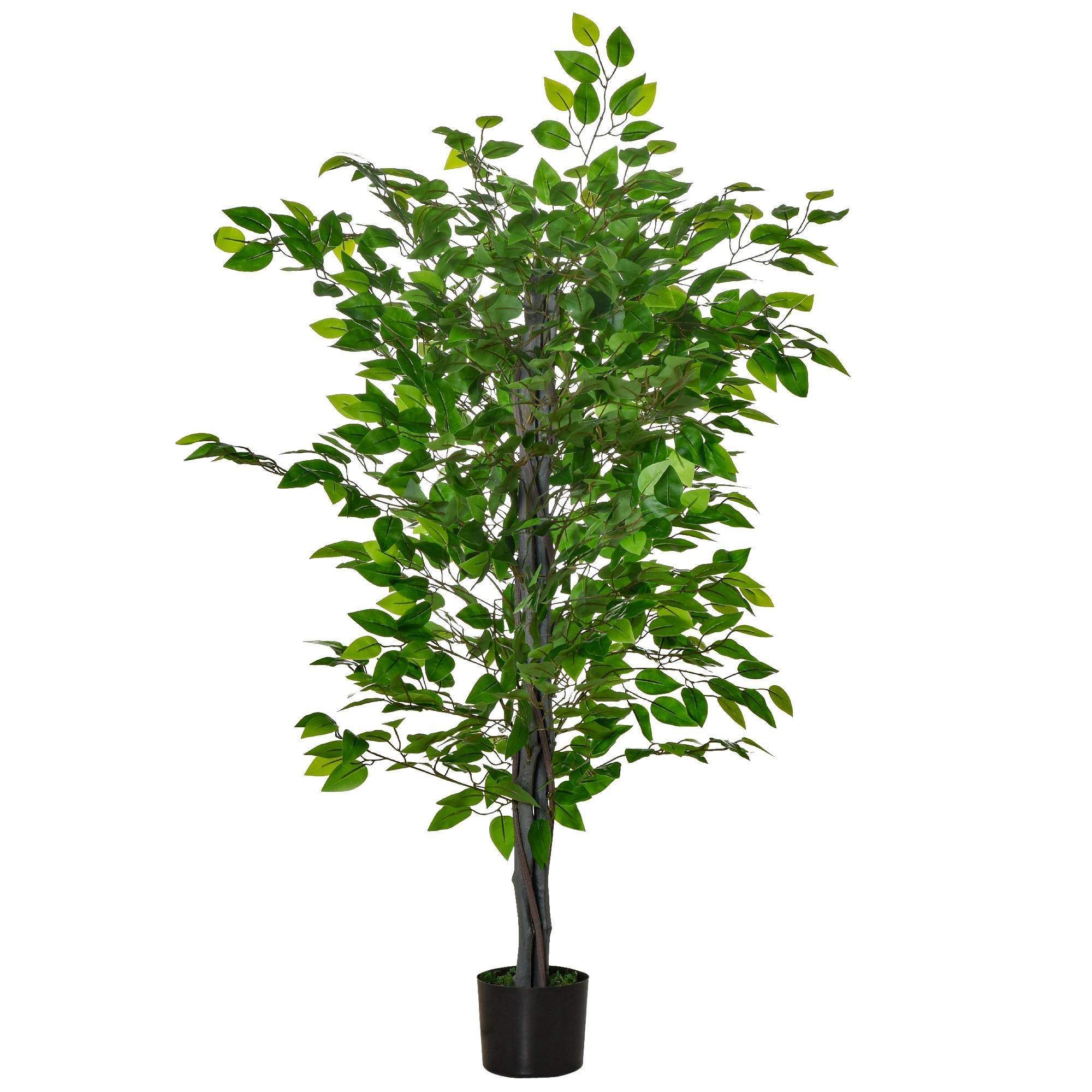 Ficus Artificiel Plastique Branches Modulables Décoration Intérieure Vert 135cm - ComfortXL Outdoor Living - Image 1