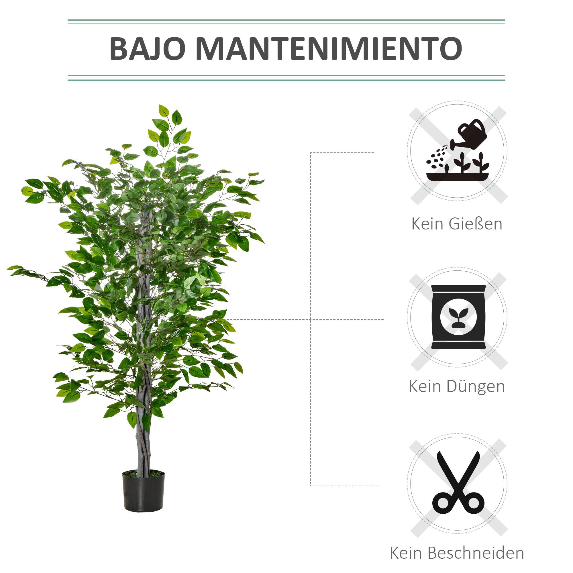 Ficus Artificiel Plastique Branches Modulables Décoration Intérieure Vert 135cm - ComfortXL Outdoor Living - Image 8