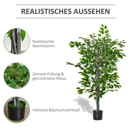Ficus Artificiel Plastique Branches Modulables Décoration Intérieure Vert 135cm - ComfortXL Outdoor Living - Image 7