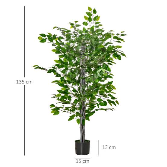 Ficus Artificiel Plastique Branches Modulables Décoration Intérieure Vert 135cm - ComfortXL Outdoor Living - Image 5