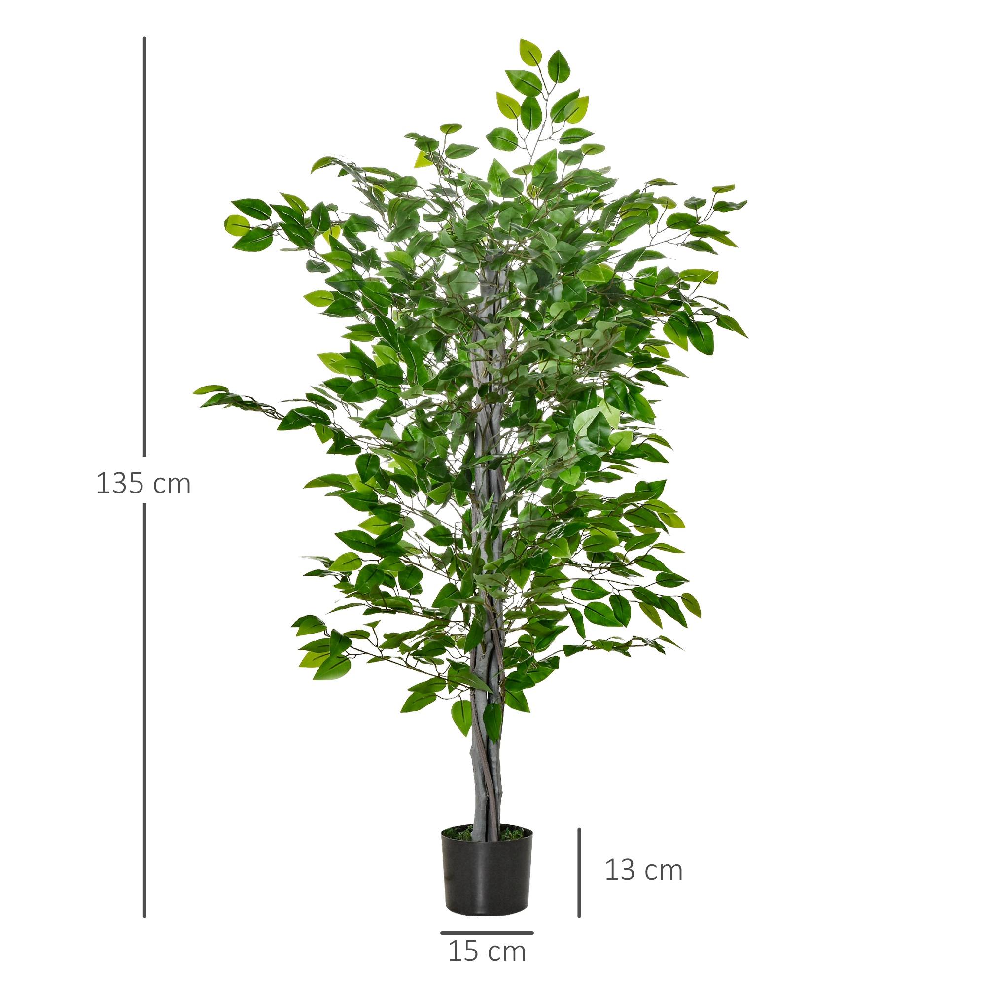 Ficus Artificiel Plastique Branches Modulables Décoration Intérieure Vert 135cm - ComfortXL Outdoor Living - Image 5