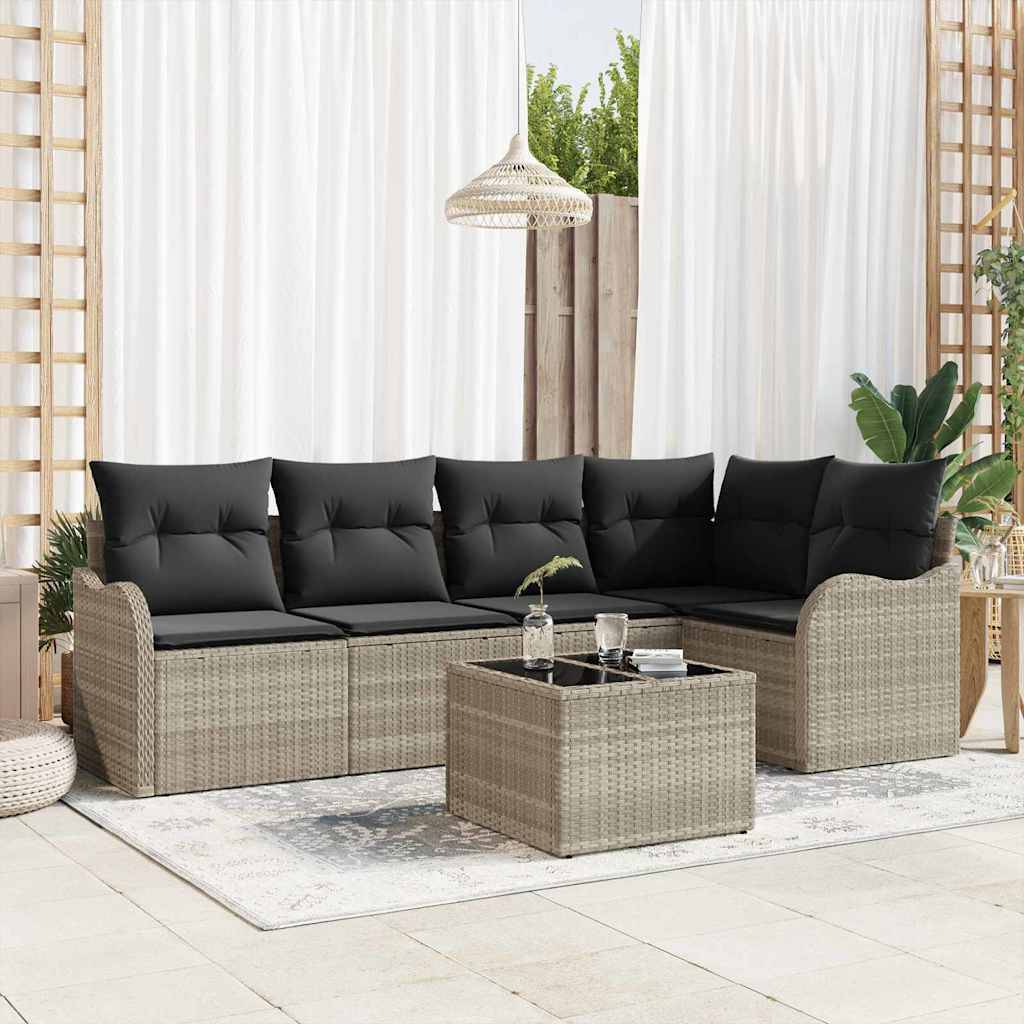 Salon de jardin 5 places polyrotin design tissé à la main pour terrasse Gris – ComfortXL Outdoor Living - Image 1