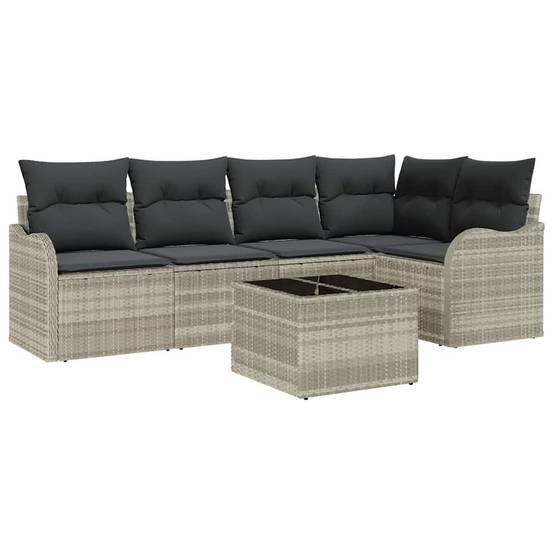 Salon de jardin 5 places polyrotin design tissé à la main pour terrasse Gris – ComfortXL Outdoor Living - Image 2