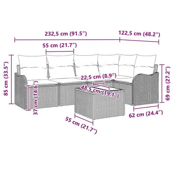 Salon de jardin 5 places polyrotin design tissé à la main pour terrasse Gris – ComfortXL Outdoor Living - Image 5