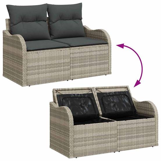 Salon de jardin 5 places polyrotin design tissé à la main pour terrasse Gris – ComfortXL Outdoor Living - Image 8