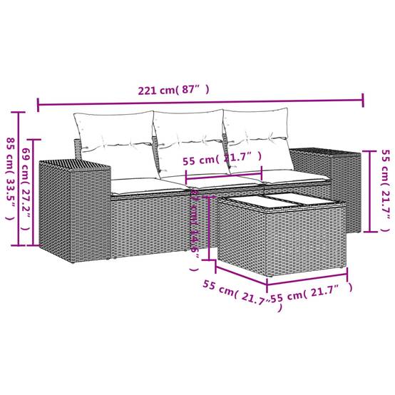 ComfortXL - Petit salon de jardin 3 places avec table en verre en résine tressée Gris Anthracite – ComfortXL Outdoor Living - Image 7