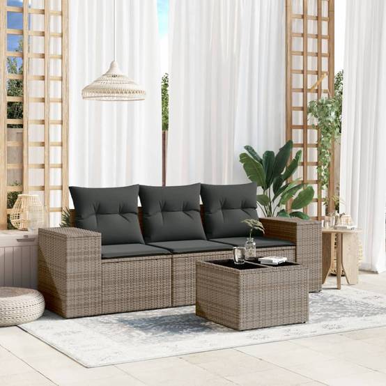 ComfortXL - Petit salon de jardin 3 places avec table en verre en résine tressée Gris Anthracite – ComfortXL Outdoor Living - Image 1