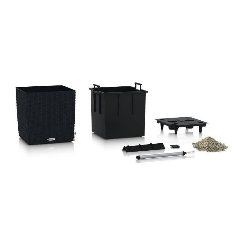 Lechuza - Pot De Fleur Lechuza Cube Cottage 50 - Kit Complet, Noir Graphite - Imagen 2