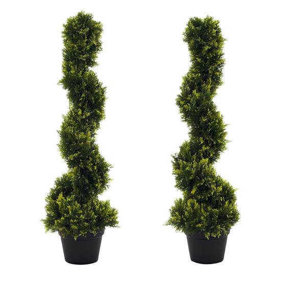 Cèdre Spirale Artificiel Original Plastique Entrée Jardin Déco Architecturale 90cm Vert - ComfortXL Outdoor Living - Image 1