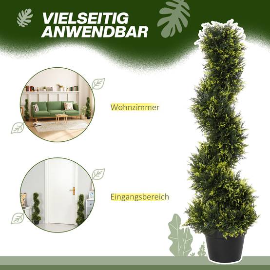 Cèdre Spirale Artificiel Original Plastique Entrée Jardin Déco Architecturale 90cm Vert - ComfortXL Outdoor Living - Image 6