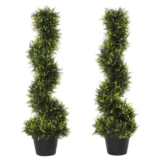 Cèdre Spirale Artificiel Original Plastique Entrée Jardin Déco Architecturale 90cm Vert - ComfortXL Outdoor Living - Image 2
