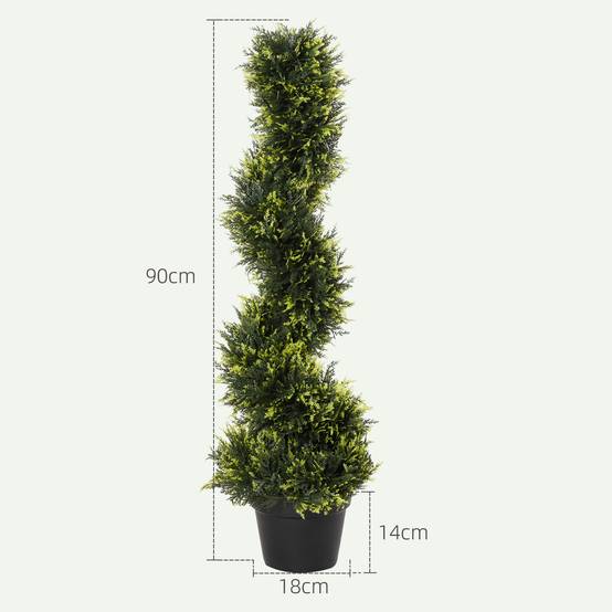 Cèdre Spirale Artificiel Original Plastique Entrée Jardin Déco Architecturale 90cm Vert - ComfortXL Outdoor Living - Image 5