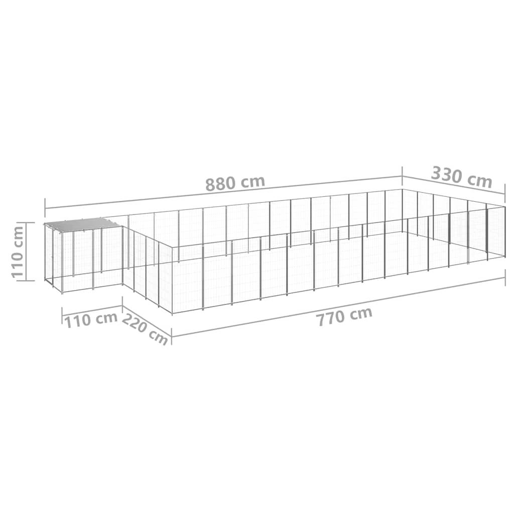 Vidaxl - Chenil Argenté 26,62 m² Acier vidaXL 3082224 - Imagen 5