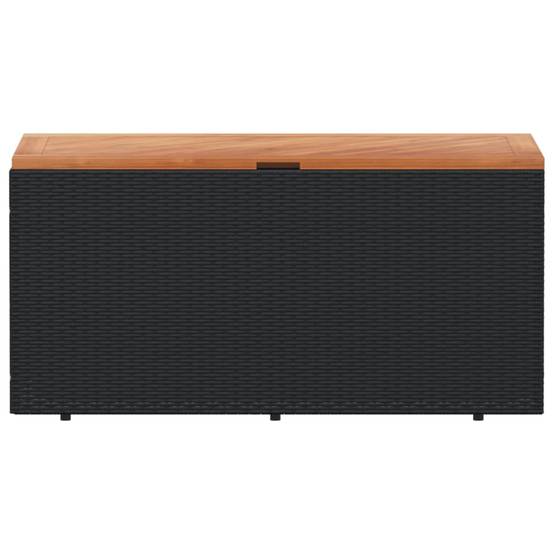 Coffre de rangement - Boîte de rangement extérieure - Coffre de jardin noir résine tressée bois d'acacia-JU12077 - Image 4