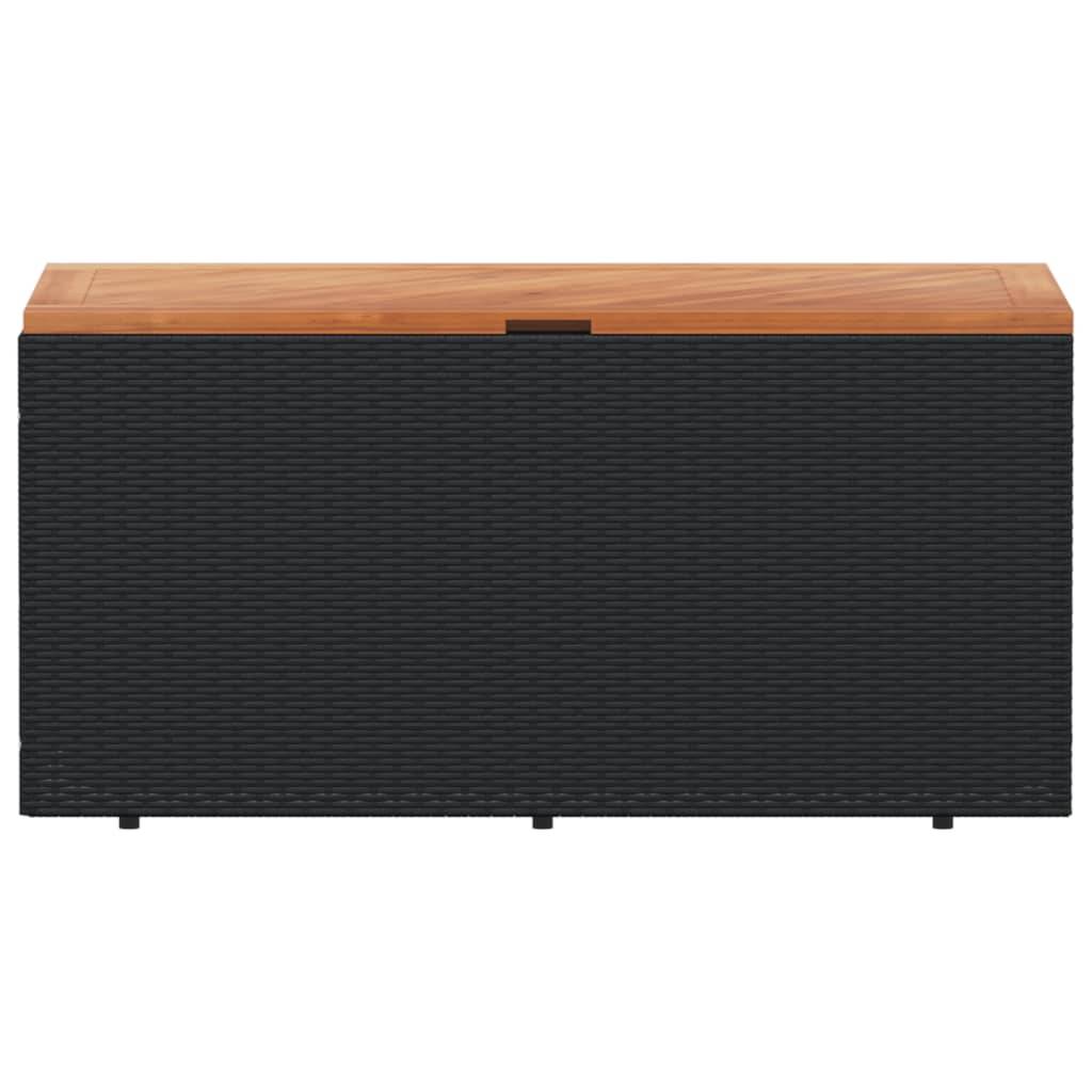 Coffre de rangement - Boîte de rangement extérieure - Coffre de jardin noir résine tressée bois d'acacia-JU12077 - Image 4
