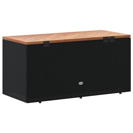 Coffre de rangement - Boîte de rangement extérieure - Coffre de jardin noir résine tressée bois d'acacia-JU12077 - Image 6